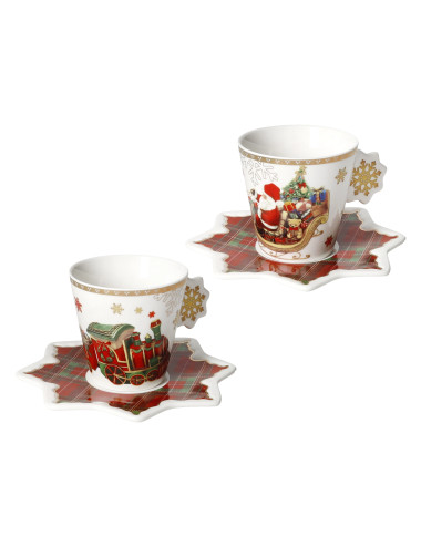 TAZZA CHRISTMAS SET 2 PZ NEW BONE CHINA | Brandani