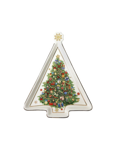 NEW BONE CHINA CHRISTMAS TREE W/STAR TRAY | Brandani