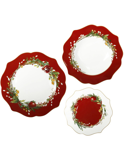 NEW BONE CHINA CAROL 18 PC TABLE SERVICE | Brandani