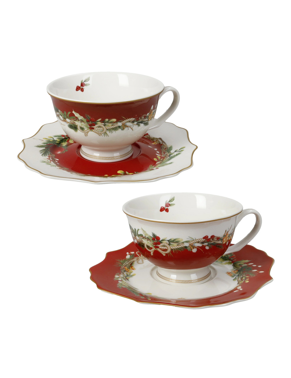 NEW BONE CHINA CAROL TEA CUP 2 PC SET | Brandani