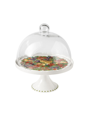 LE PRIMIZIE PORCELAIN CAKE STAND WITH GLASS COVER | Brandani