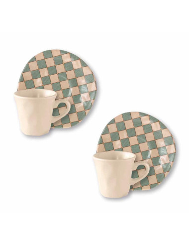 LE CEMENTINE QUADRELLA 2 PCS PORCELAIN STONEWARE COFFEE CUP | Brandani