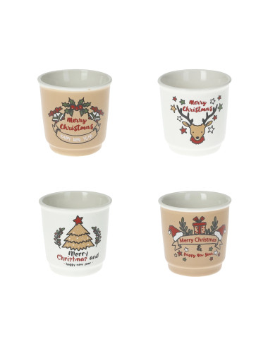 GINGERBREAD SHOT GLASS NEW BONE CHINA 4 PC SET | Brandani