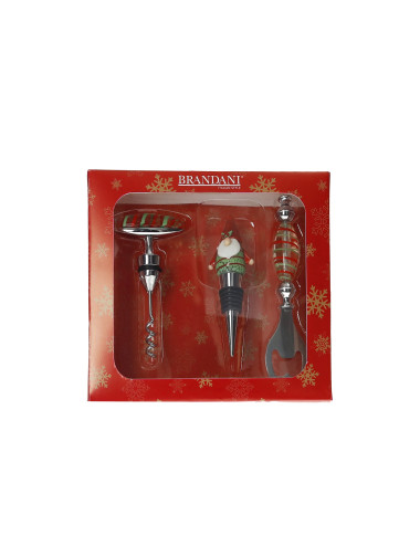 XMAS WINE SET 3 PCS GLASS/STAINLESS/ZINC ALLOY | Brandani