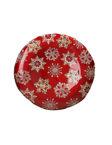 PIATTO CHRISTMAS STELLINE ROSSO/ORO CM 32 VETRO | Brandani