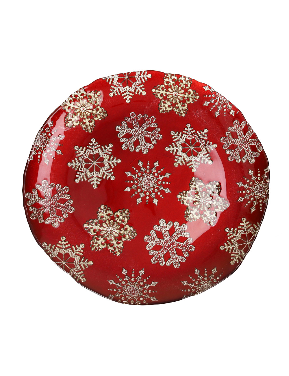 PIATTO CHRISTMAS STELLINE ROSSO/ORO CM 38 VETRO | Brandani