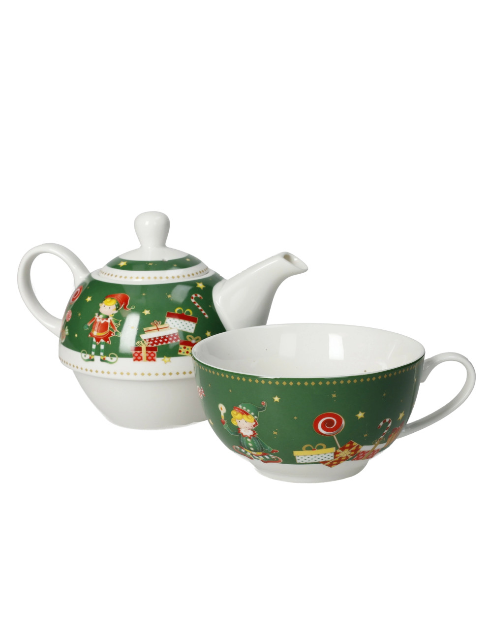 TEIERA CON TAZZA ELFOMAGIA NEW BONE CHINA (verde) | Brandani