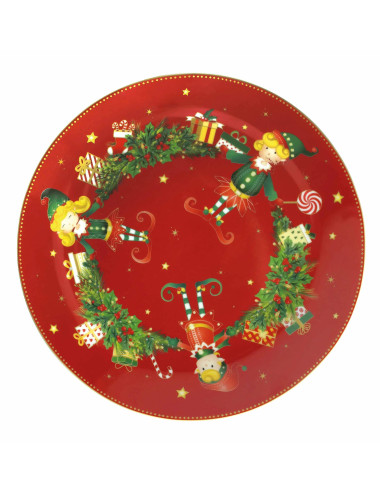 ELFOMAGIA PORCELAIN SERVING PLATE (red) | Brandani