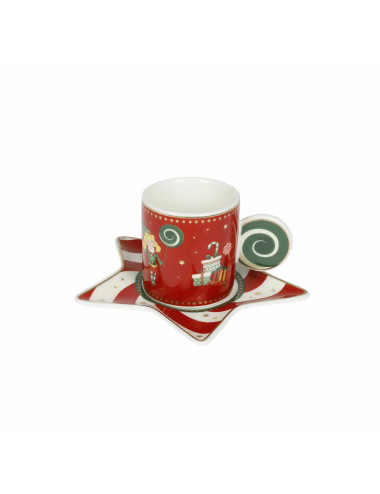 ELFOMAGIA WHITE/RED NEW BONE CHINA COFFEE CUP 2 PC SET | Brandani