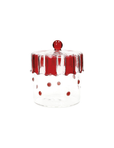 RED POLKA DOT GLASS JAR | Brandani