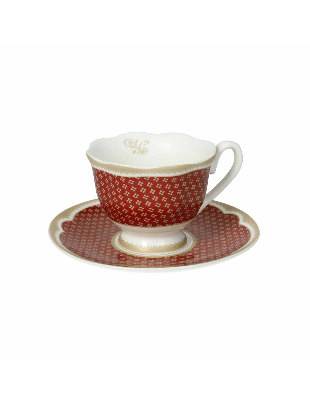 TAZZINA CAFFE GOLDEN EYE RED SET 2 PZ NEW BONE CHINA | Brandani