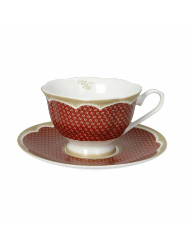 TAZZA THE GOLDEN EYE RED SET 2 PZ NEW BONE CHINA | Brandani