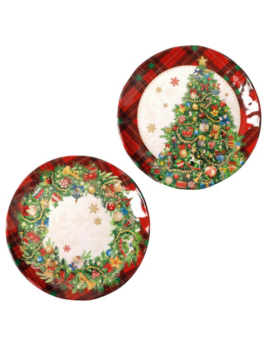 CHRISTMAS SMALL PLATE ASS.DEC.2 PC SET MELAMINE | Brandani