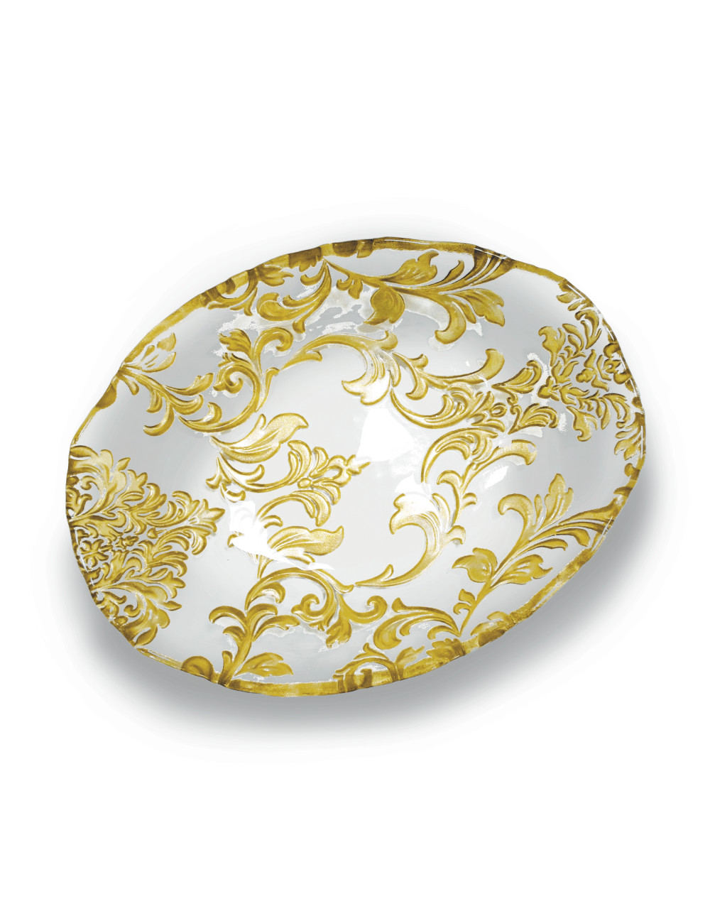 DAMASCO GOLD GLASS OVAL BOWL | Brandani