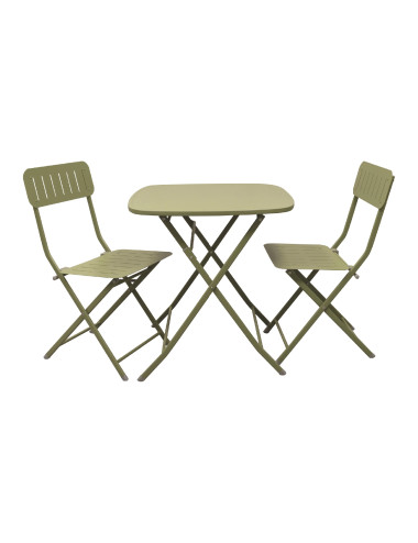 BISTRO GREEN METAL FOLDABLE TABLE W/2 FOLDABLE CHAIRS | Brandani