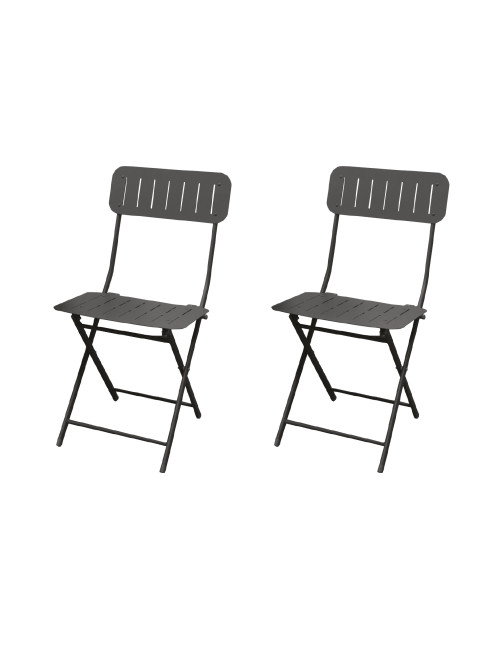 BISTRO GREY METAL FOLDABLE CHAIR 2 PC SET | Brandani