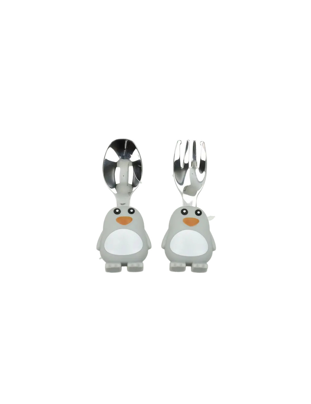 SET PAPPA PINGUINO SILICONE CON FORCHETTA E CUCCHIAINO | Brandani