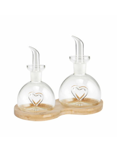 LOVE GLASS OIL AND VINEGAR DISPENSER WITH NATURAL BAMBOO BA | Brandani