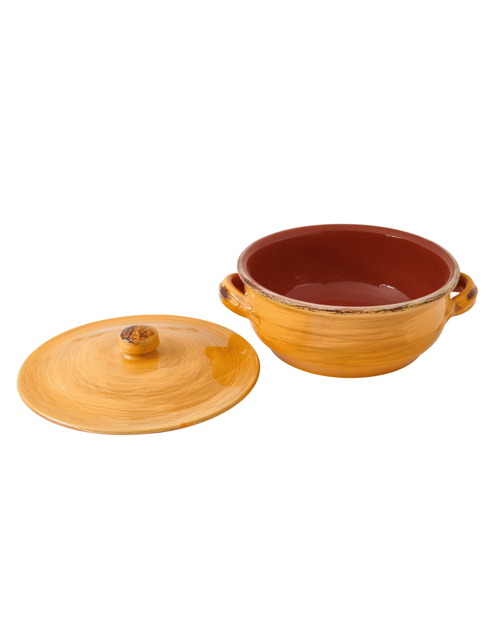 YELLOW FIRE CLAY POT WITH LID | Brandani