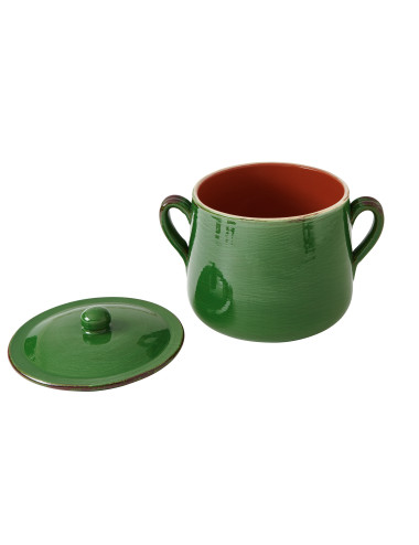 GREEN "MARMITTA" FIRE CLAY POT WITH LID | Brandani