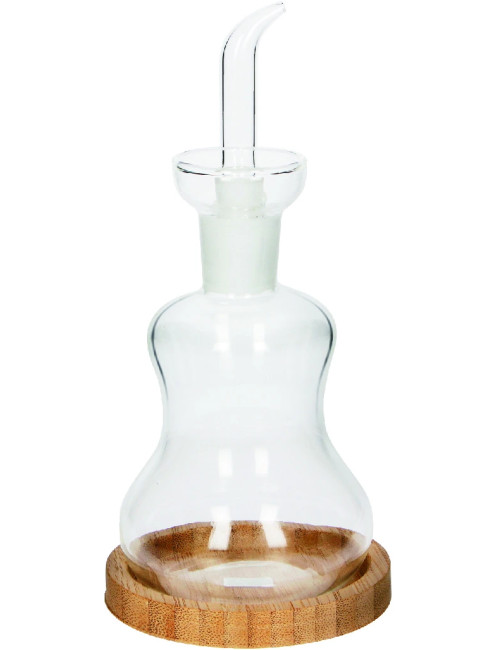 SILHOUETTE GLASS OIL DISPENSER WITH BAMBOO NATURAL BASE | Brandani