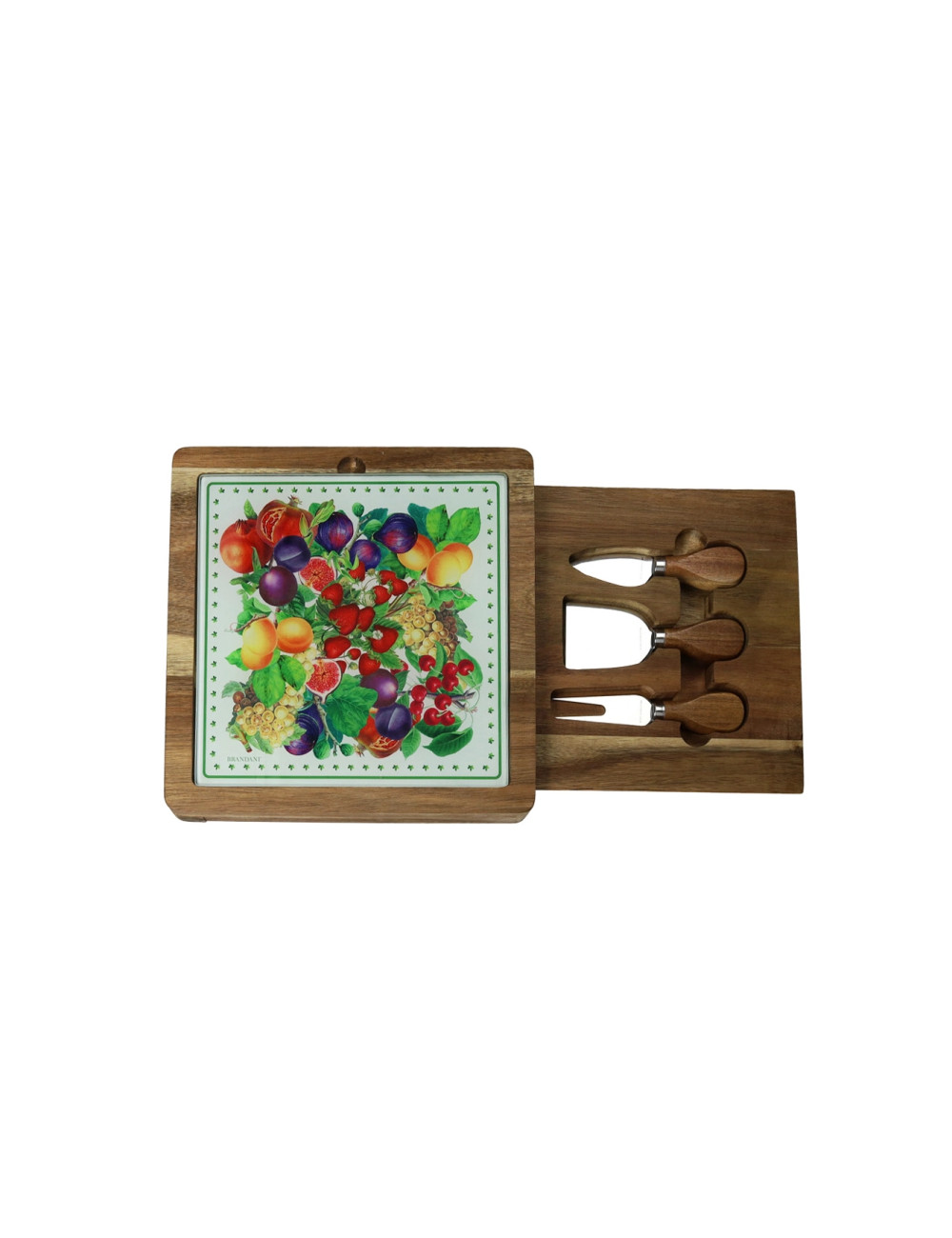 LE PRIMIZIE CHEESE CUTTING BOARD WOOD/DECORATED GLASS WITH  | Brandani