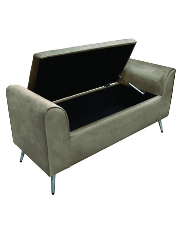 OPENABLE DOVE-GREY VELVET SOFA WITH SILVER METAL LEGS | Brandani