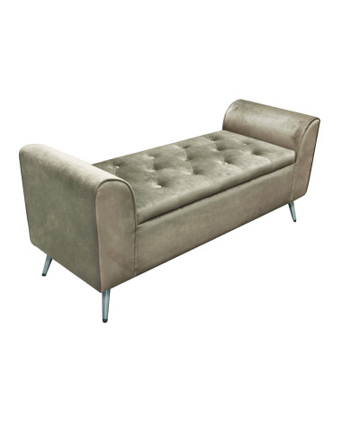 OPENABLE DOVE-GREY VELVET SOFA WITH SILVER METAL LEGS | Brandani