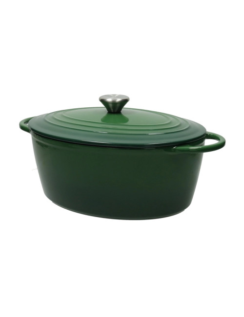 CASSERUOLA COCOTTE OVALE VERDE GHISA SMALTATA 5 LT | Brandani