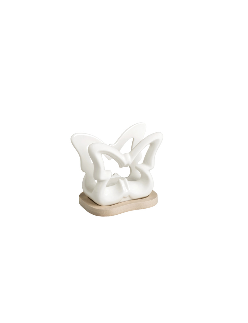 BUTTERFLY WHITE NAPKIN HOLDERPORCELAINNATURAL BAMBOO | Brandani