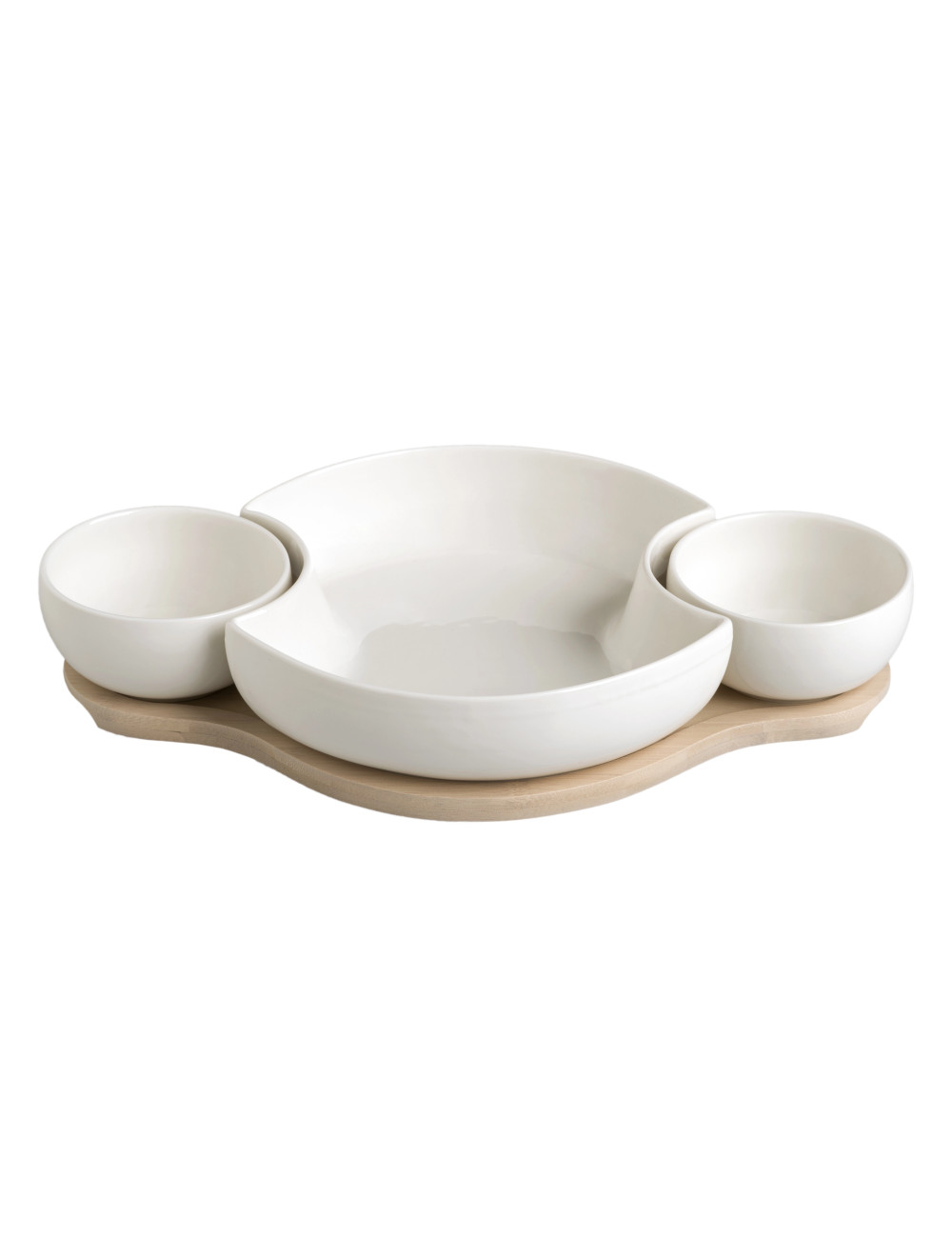 CLOWN WHITE HORS D OEUVRE DISH PORCELAINNAT. BAMBOO | Brandani