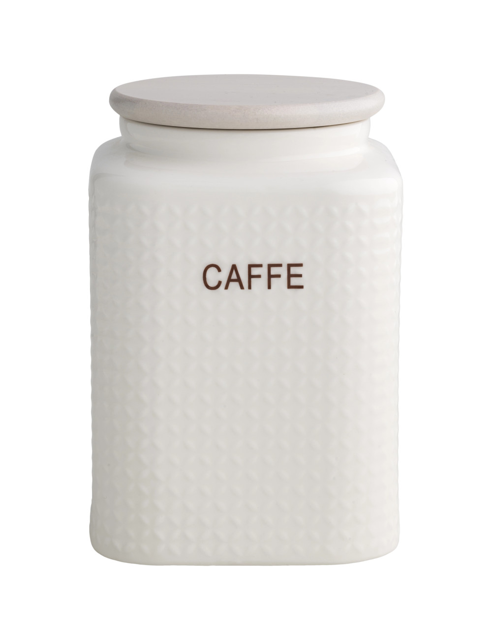 WHITE PORCELAIN COFFEE JAR WNATURAL BAMBOO LID | Brandani