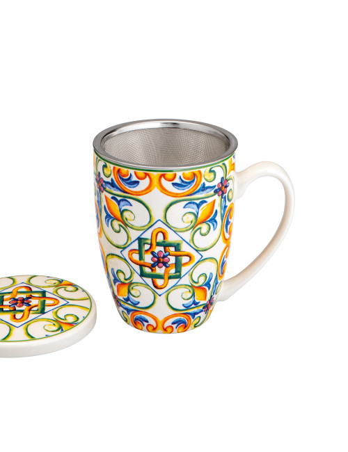 MUG MEDICEA GIGLIO NEW BONE CHINA CON INFUSORE INOX | Brandani