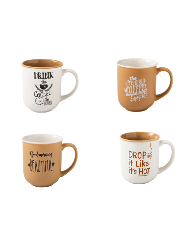 MUG COLORI E DECORI ASSORTITI SET 4 PZ NEW BONE CHINA | Brandani