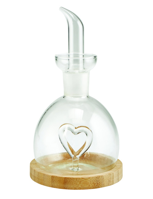 LOVE GLASS OIL DISPENSER WITH NATURAL BAMBOO BASE | Brandani