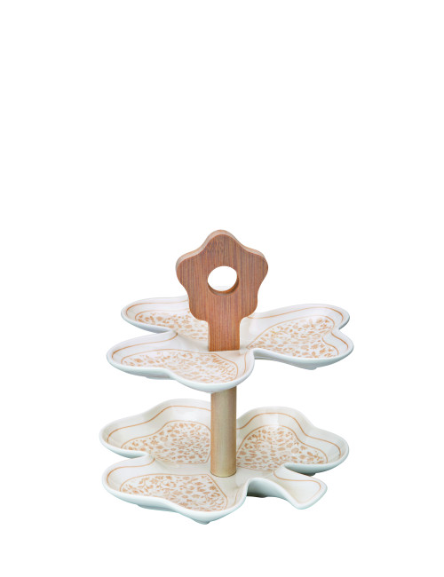 CAMPO AI FIORI  PORCELAINNAT. BAMBOO CAKE STAND  | Brandani