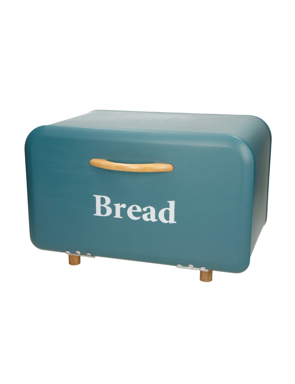 METAL AND BAMBOO PETROLEUM-BLUE BREAD BOX | Brandani