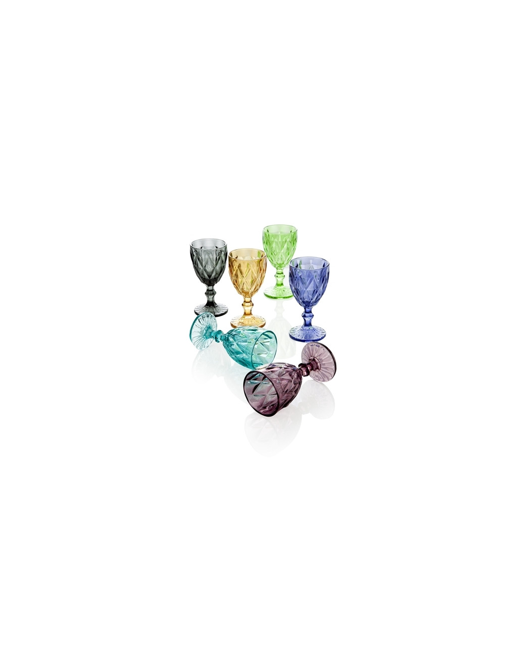 CALICE DIAMANTE COLORI ASSORTITI SET 6 PEZZI IN VETRO | Brandani