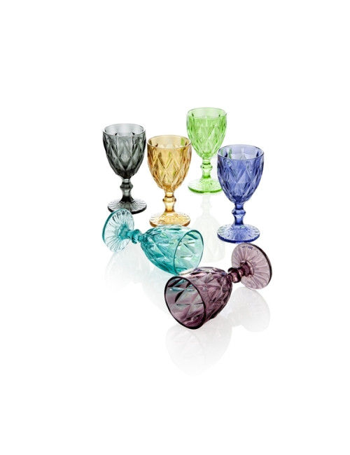 CALICE DIAMANTE COLORI ASSORTITI SET 6 PEZZI IN VETRO | Brandani