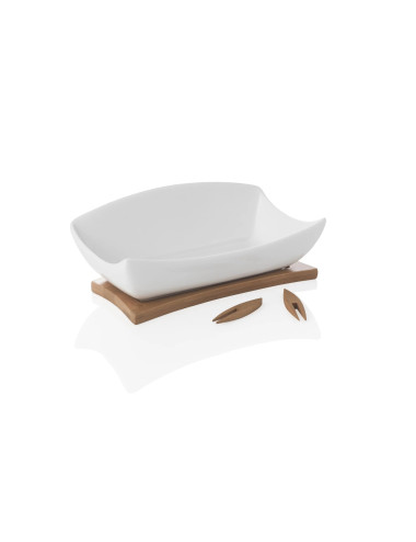 RELAX WHITE PORCELAIN HORS D OEUVRE DISH WBAMBOO SUPPORT AN | Brandani