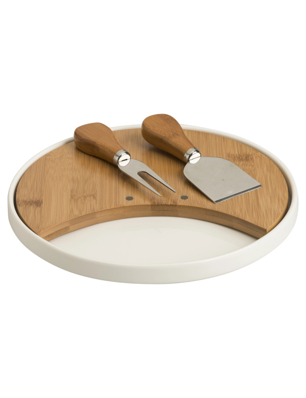 PORCELAIN BAMBOO BOARD W2 STAINLESS STEEL CHEESE KNIVES | Brandani