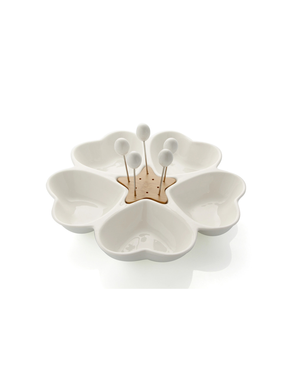 WHITE THOUSAND HEARTS ANTIPASTO TRAY PORCELAINBAMBOO | Brandani