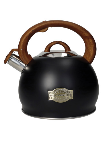 BLACK KETTLE INOX W/HANDLE WOOD-LOOK 2,7L | Brandani