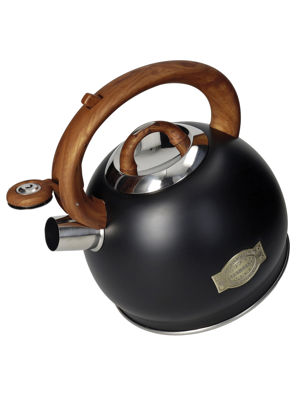 BLACK KETTLE INOX W/HANDLE WOOD-LOOK 2,7L | Brandani