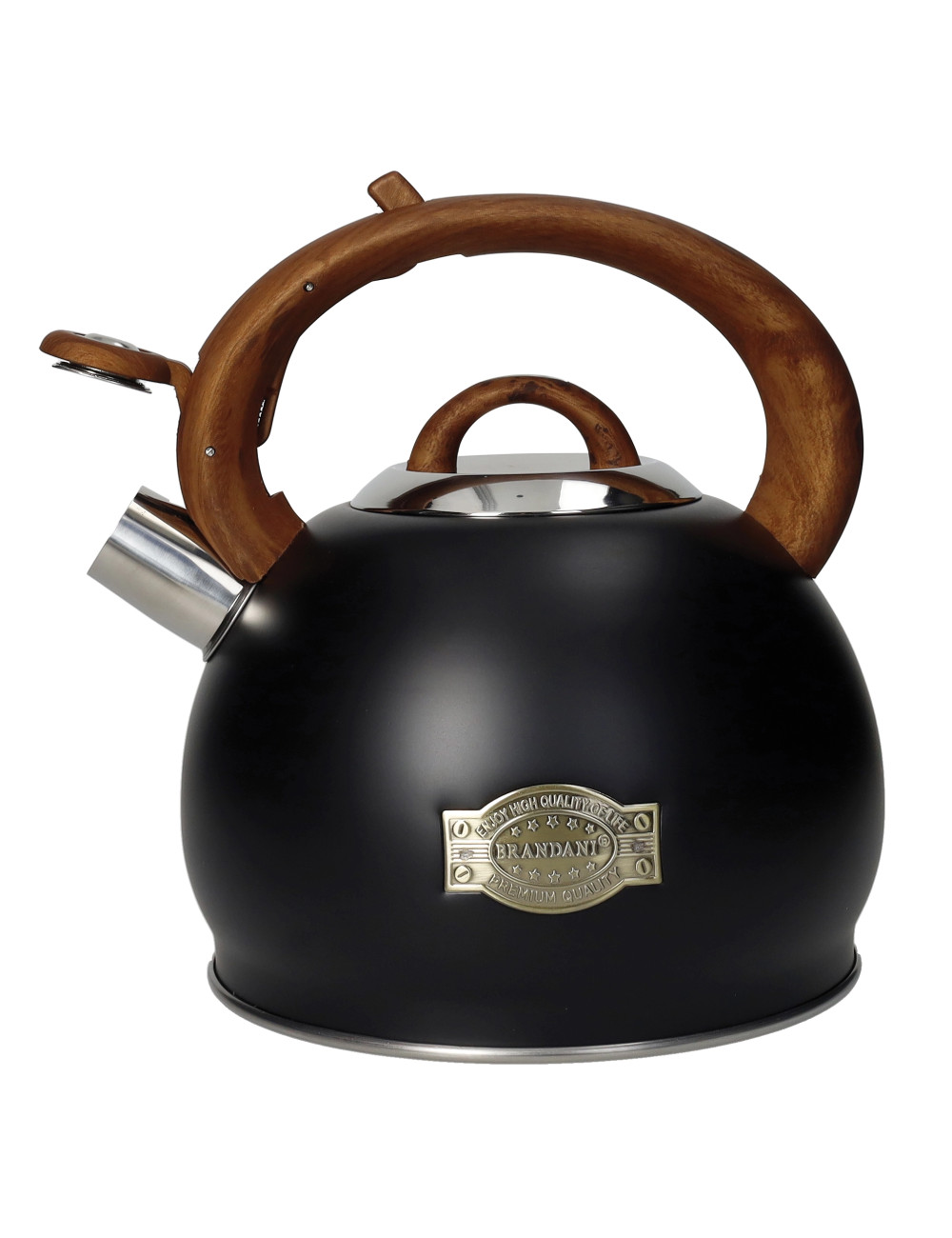 BLACK KETTLE INOX W/HANDLE WOOD-LOOK 2,7L | Brandani