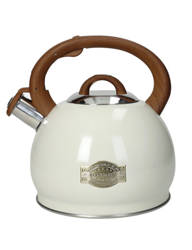 IVORY KETTLE INOX W/HANDLE WOOD-LOOK 2,7L | Brandani