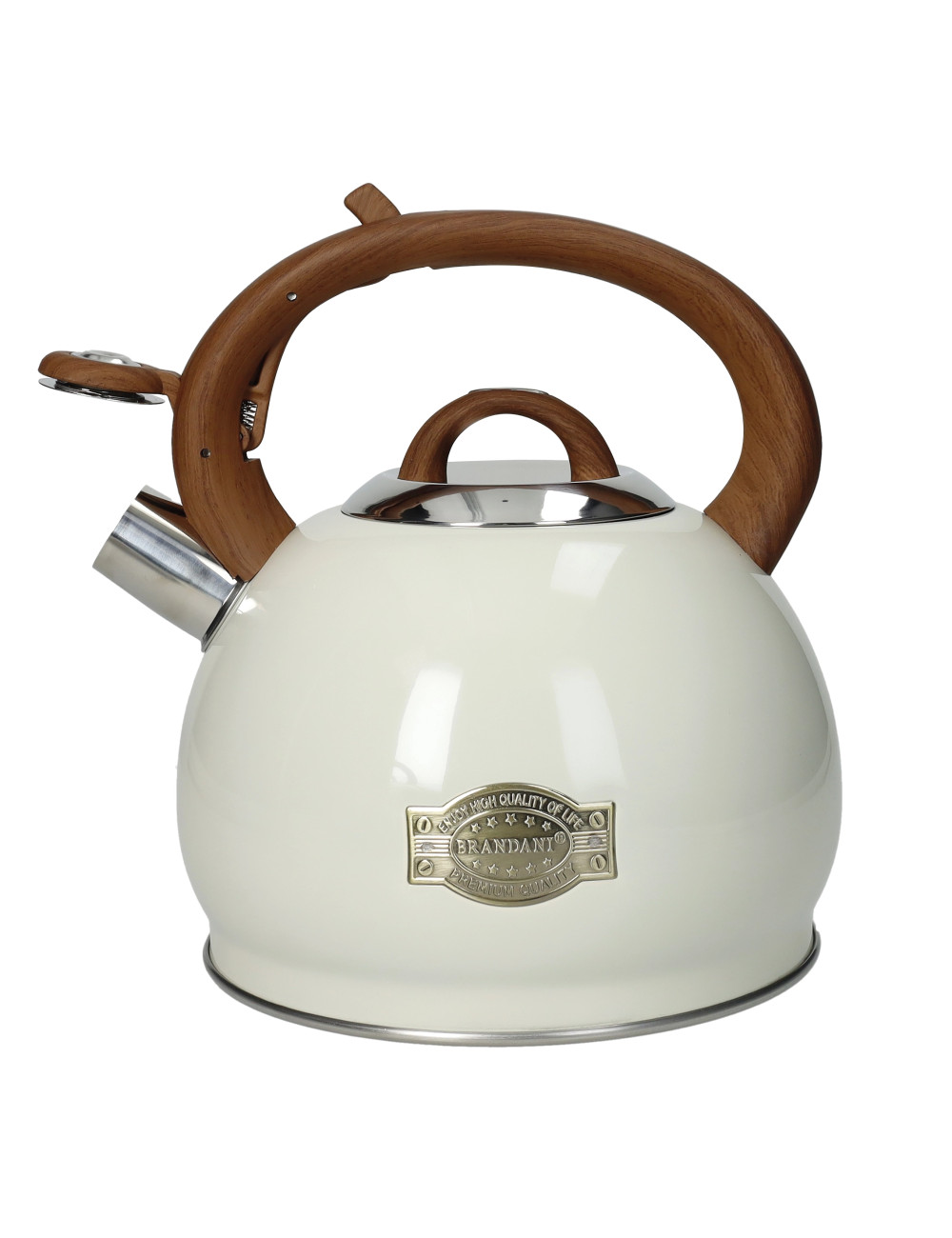 IVORY KETTLE INOX W/HANDLE WOOD-LOOK 2,7L | Brandani