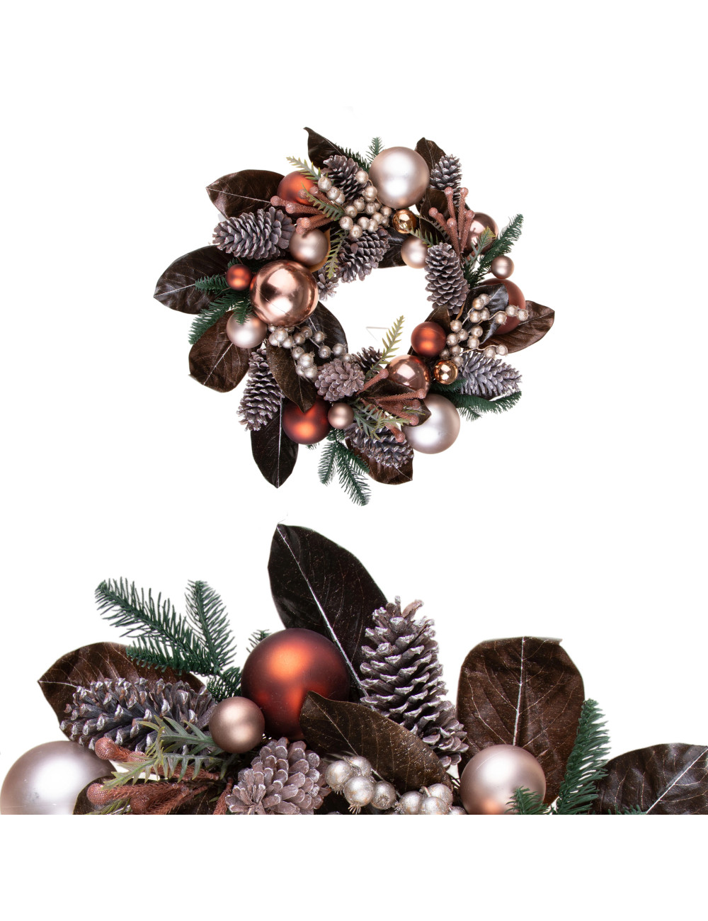 WREATH W/BALLS & PINE CONES | Brandani