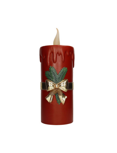 RED XMAS CANDLE W/LED RESIN | Brandani