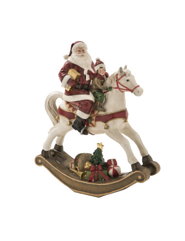 ROCKING HORSE WITH FATHER XMAS RESIN | Brandani